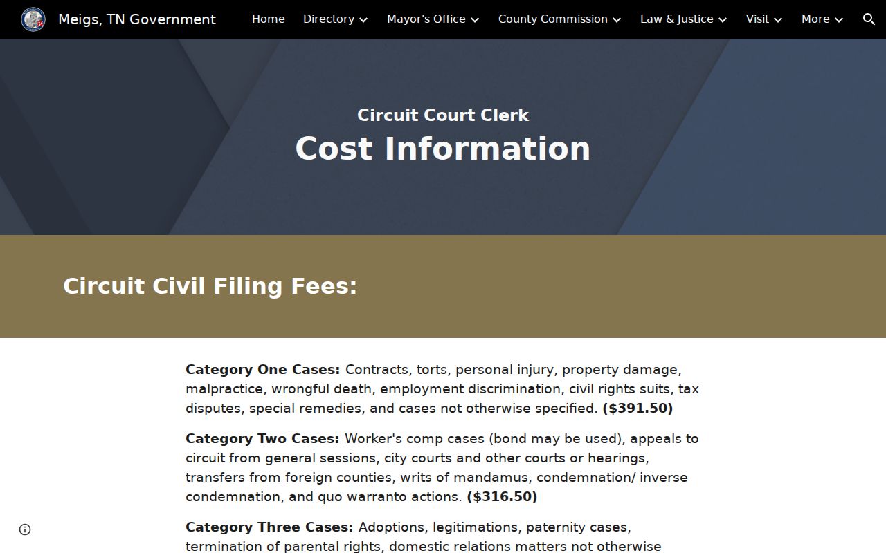 Meigs County criminal court docket copy and certification information