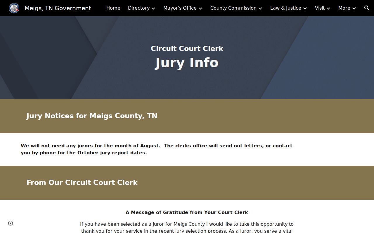 Meigs County criminal court docket jury information