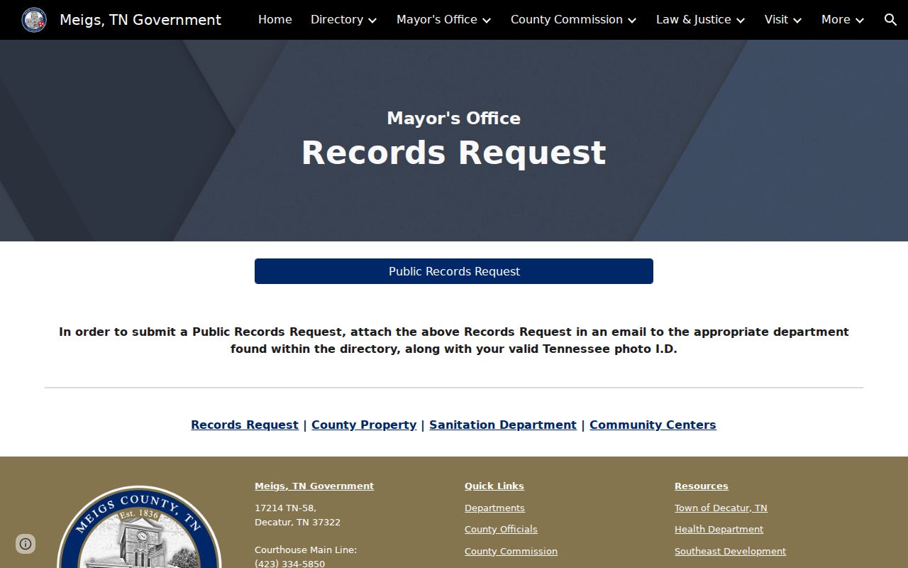 Meigs County public records request instructions