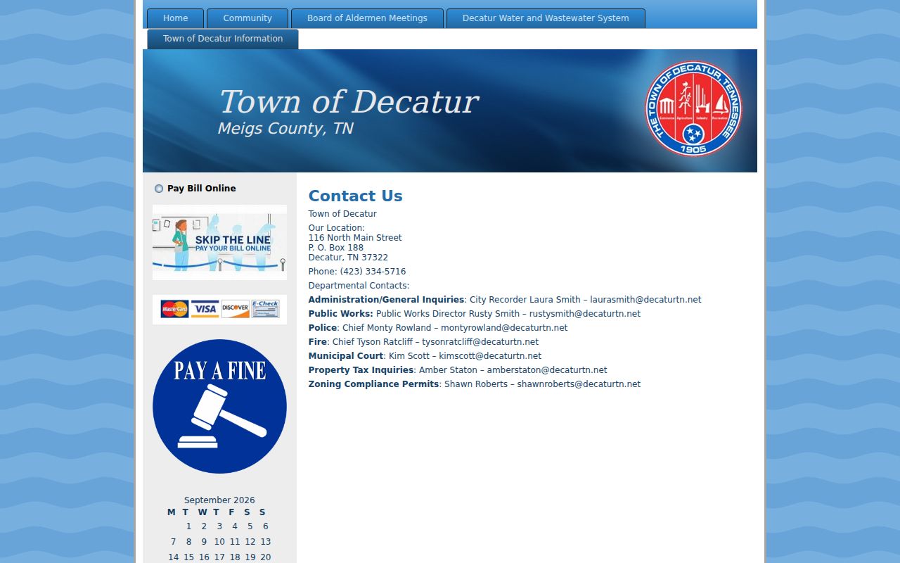 Town of Decatur hall contact and mailing details