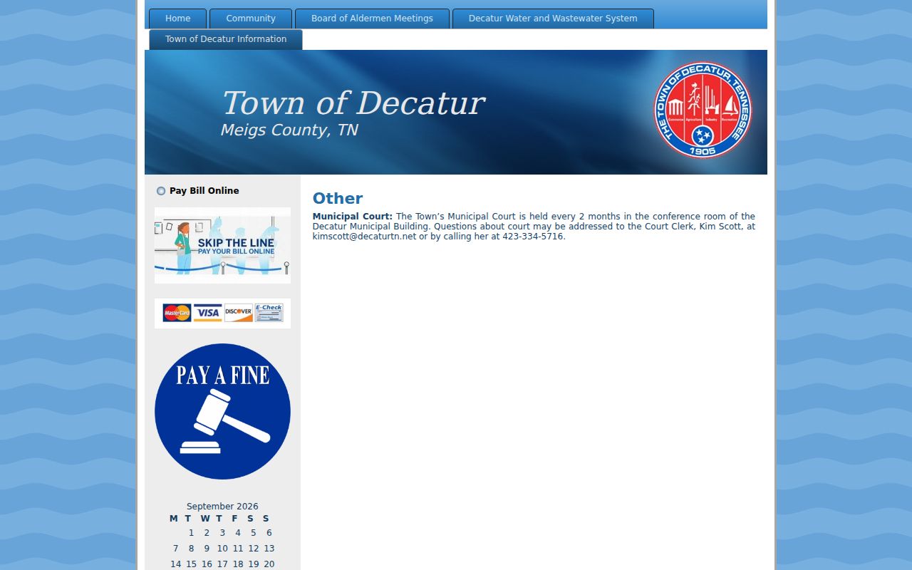Town of Decatur municipal court information