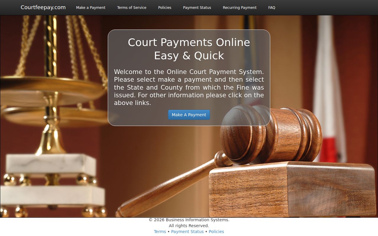 CourtFeePay payment landing page linked by Meigs County