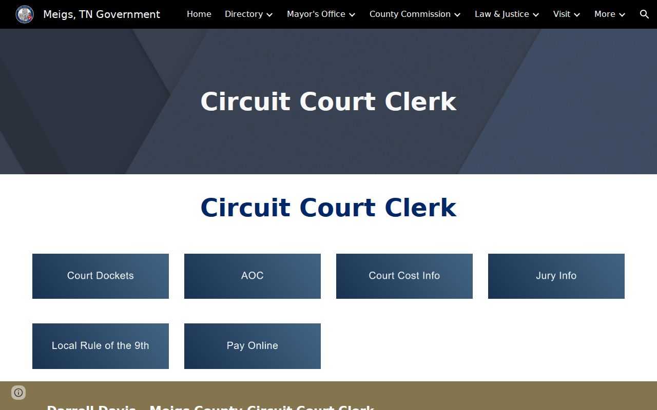 Meigs County court docket Circuit Court Clerk page